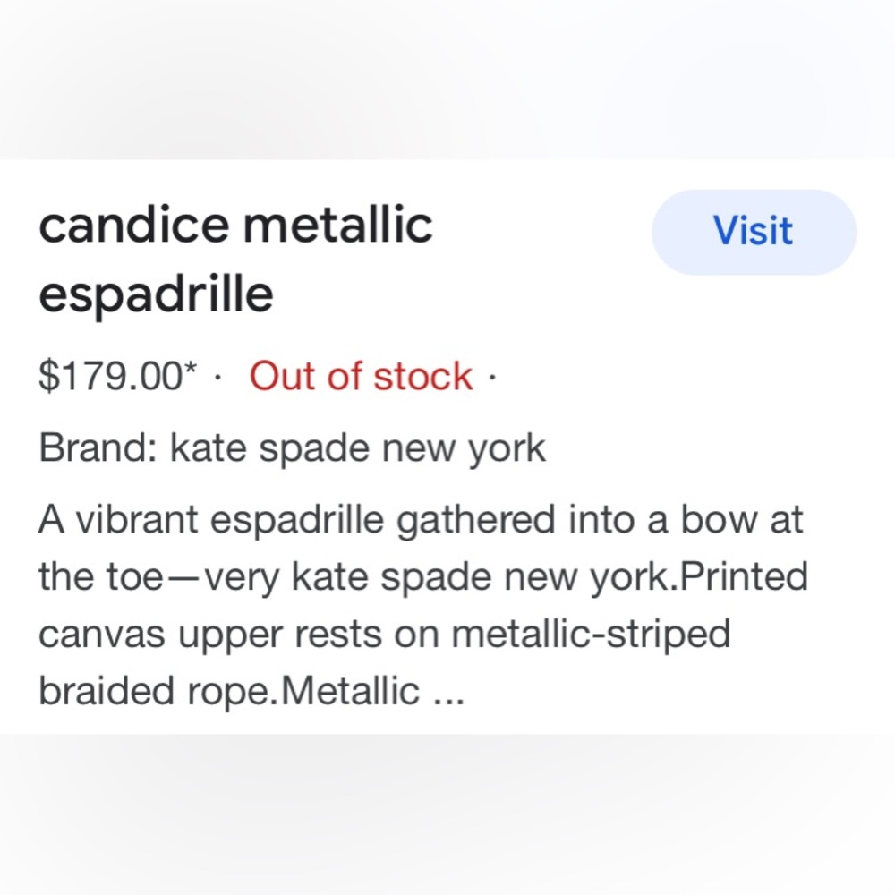 🌸 KATE SPADE 🌸 New York Candice Metallic Espadrille Wedge Sandal … - Picture 9 of 9